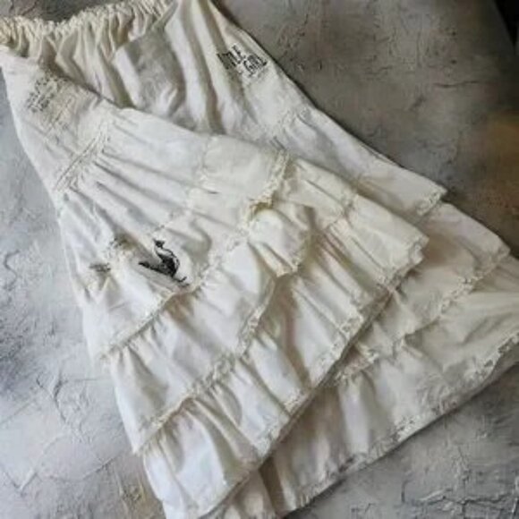 FINAL💛Boho Ruffle Maxi Skirt Patchwork Upcycled Antique Lace Magnolia Style - Picture 11 of 14